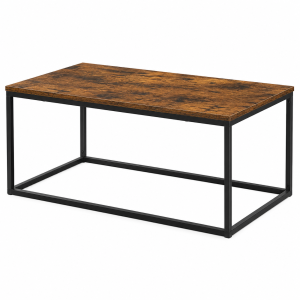 Industrial Coffee Table with Metal Frame and Wood Top