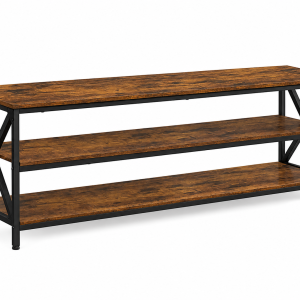 Long Industrial TV Stand with Storage Shelves